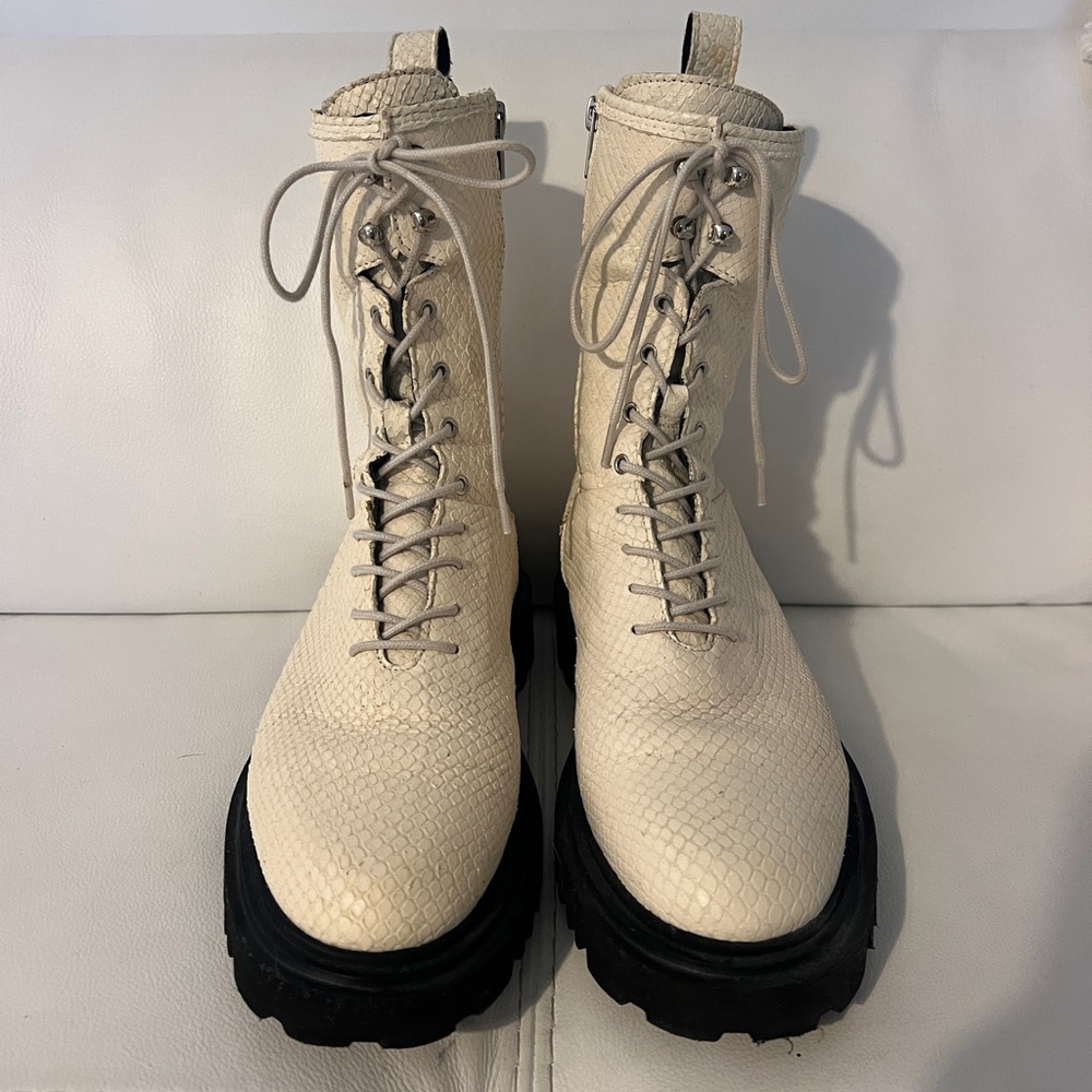 All Saints Cream  Combat Boots in excellent like new condition
